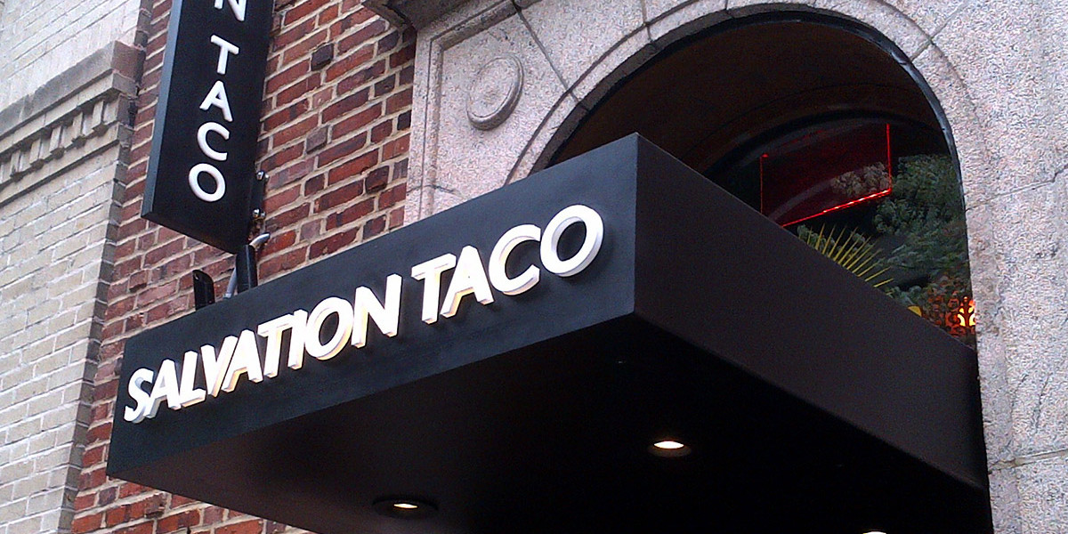 SALVATION-TACO-PAINTED-STEEL-CANOPY-WITH-RAISED-ACRYLIC-LETTERS-AND-SPOT-LIGHTS